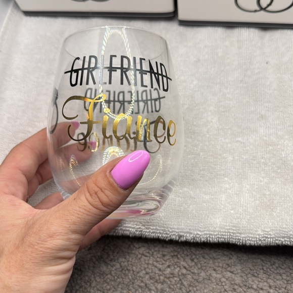 Brand New In Box Set of 2 Greenline Glassware Engagement Glasses “Fiancé” - Picture 2 of 4